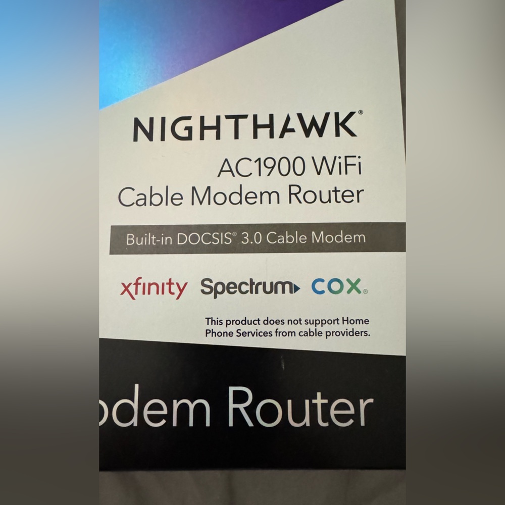 NETGEAR Nighthawk Black Modem Router Combo NIB - Picture 2 of 7